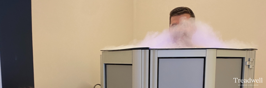 Man chilling at Treadwell's cryotherapy chamber
